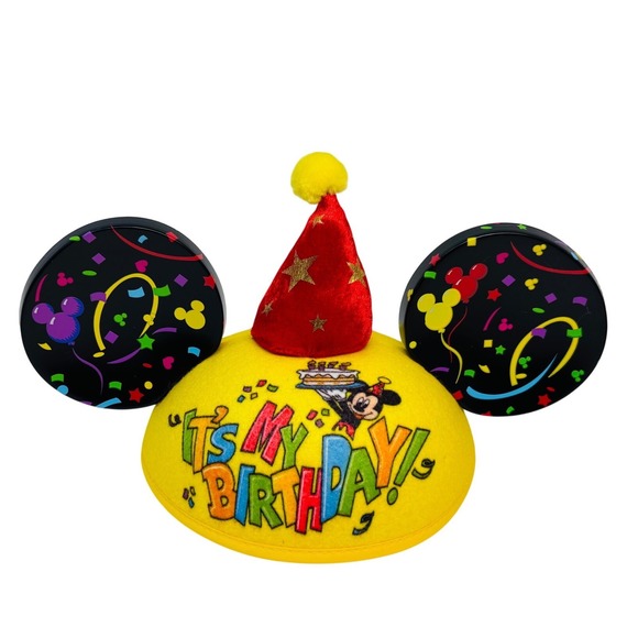 Disney Parks Mickey Mouse Its My Birthday Ear Hat Yellow Enamel Trading Pin - Picture 2 of 10